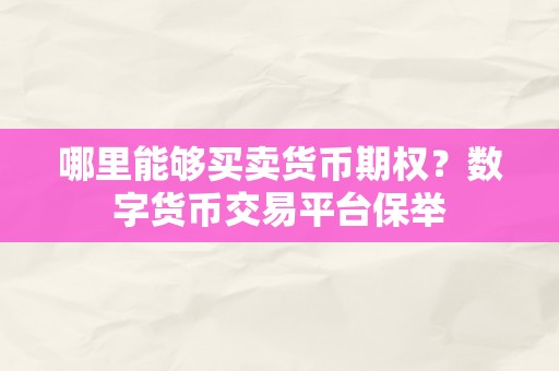 哪里能够买卖货币期权？数字货币交易平台保举