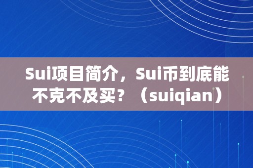 Sui项目简介，Sui币到底能不克不及买？（suiqian）