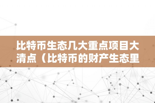 比特币生态几大重点项目大清点（比特币的财产生态里都包罗哪些部门）