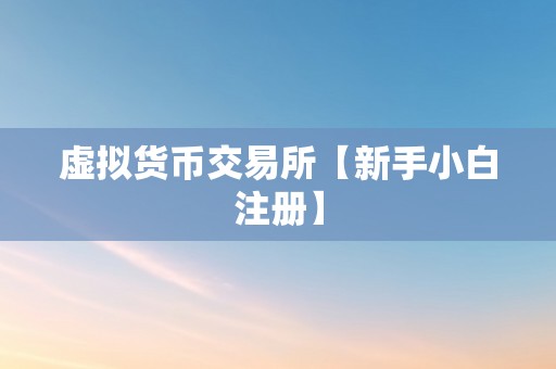 虚拟货币交易所【新手小白注册】