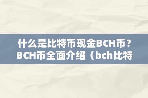 什么是比特币现金BCH币？BCH币全面介绍（bch比特币现金凉了吗）