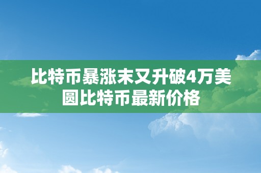 比特币暴涨末又升破4万美圆比特币最新价格