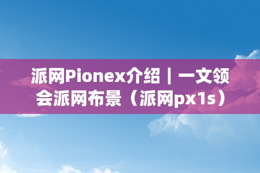 派网Pionex介绍｜一文领会派网布景（派网px1s）