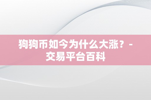 狗狗币如今为什么大涨？-交易平台百科