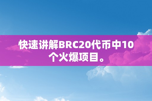 快速讲解BRC20代币中10个火爆项目。