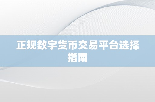 正规数字货币交易平台选择指南