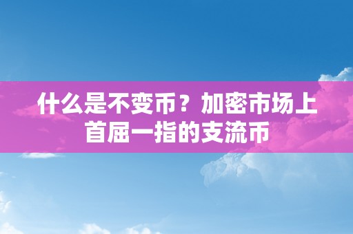 什么是不变币？加密市场上首屈一指的支流币