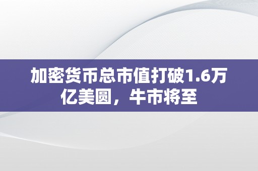 加密货币总市值打破1.6万亿美圆，牛市将至