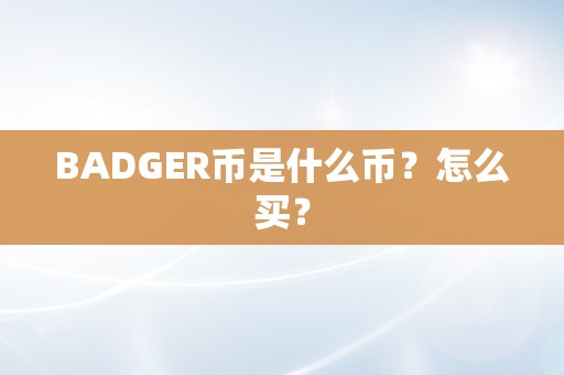 BADGER币是什么币？怎么买？