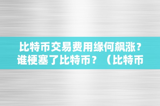 比特币交易费用缘何飙涨？谁梗塞了比特币？（比特币的交易费）（比特币交易费用缘何飙涨？）