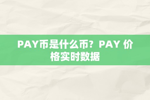 PAY币是什么币?  PAY 价格实时数据