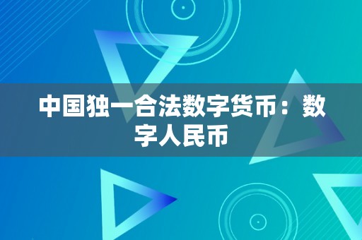 中国独一合法数字货币：数字人民币