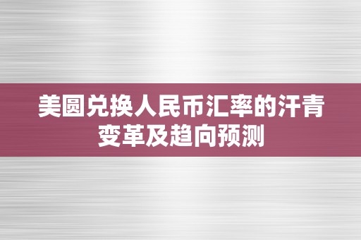 美圆兑换人民币汇率的汗青变革及趋向预测