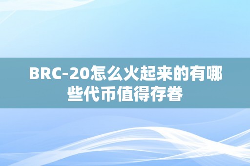 BRC-20怎么火起来的有哪些代币值得存眷