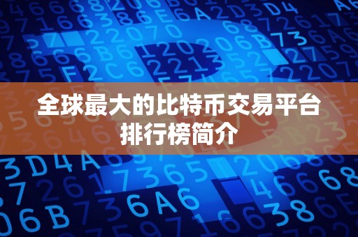 全球最大的比特币交易平台排行榜简介
