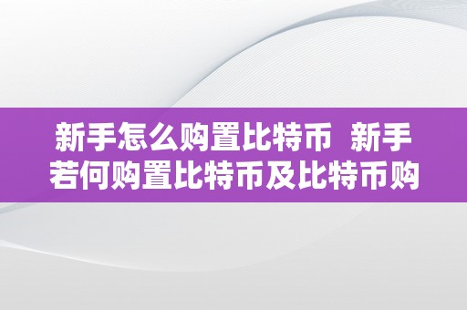 新手怎么购置比特币  新手若何购置比特币及比特币购置教程