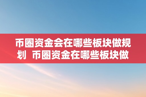 币圈资金会在哪些板块做规划  币圈资金在哪些板块做规划？