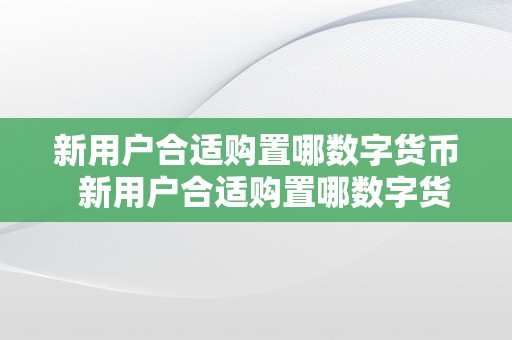 新用户合适购置哪数字货币  新用户合适购置哪数字货币？