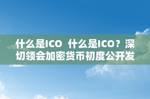 什么是ICO  什么是ICO？深切领会加密货币初度公开发行