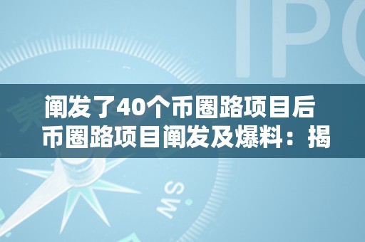 阐发了40个币圈路项目后  币圈路项目阐发及爆料：揭秘40个币圈项目内幕