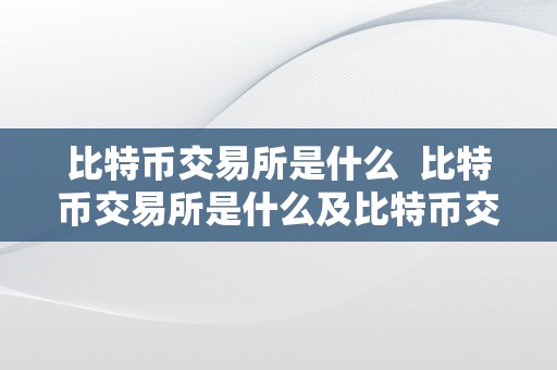 比特币交易所是什么  比特币交易所是什么及比特币交易所是什么时候成立的