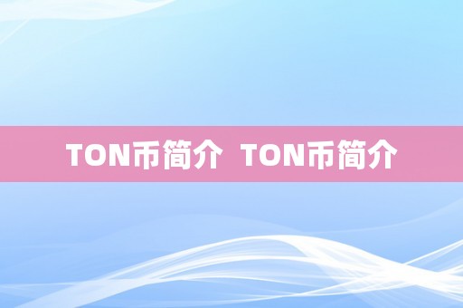 TON币简介  TON币简介