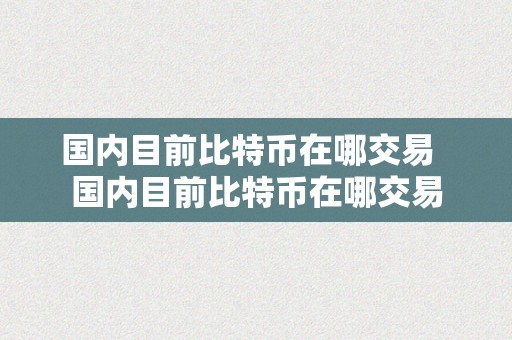 国内目前比特币在哪交易  国内目前比特币在哪交易