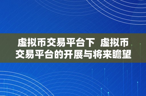 虚拟币交易平台下  虚拟币交易平台的开展与将来瞻望