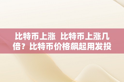 比特币上涨  比特币上涨几倍？比特币价格飙起用发投资者热议