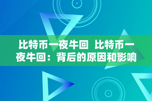 比特币一夜牛回  比特币一夜牛回：背后的原因和影响