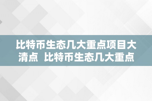 比特币生态几大重点项目大清点  比特币生态几大重点项目大清点