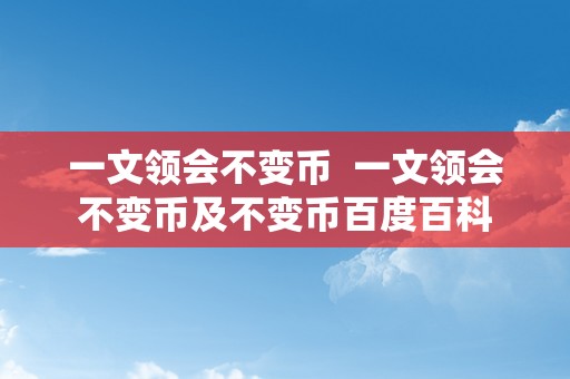 一文领会不变币  一文领会不变币及不变币百度百科