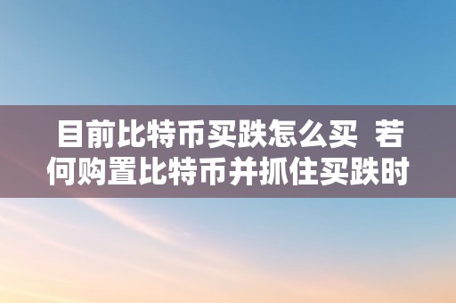 目前比特币买跌怎么买  若何购置比特币并抓住买跌时机？比特币买跌怎么买最划算？