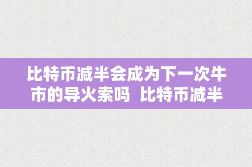 比特币减半会成为下一次牛市的导火索吗  比特币减半会成为下一次牛市的导火索吗