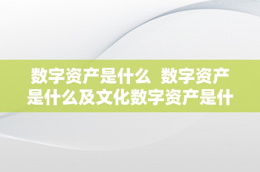 数字资产是什么  数字资产是什么及文化数字资产是什么