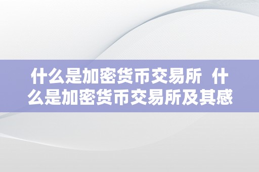 什么是加密货币交易所  什么是加密货币交易所及其感化