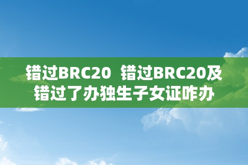 错过BRC20  错过BRC20及错过了办独生子女证咋办