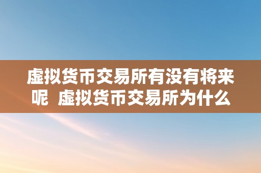 虚拟货币交易所有没有将来呢  虚拟货币交易所为什么没有将来？