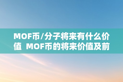 MOF币/分子将来有什么价值  MOF币的将来价值及前景阐发