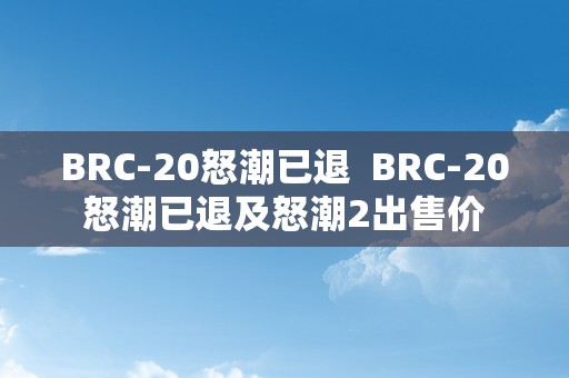 BRC-20怒潮已退  BRC-20怒潮已退及怒潮2出售价