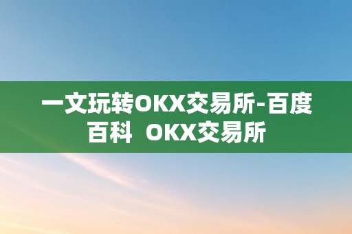 一文玩转OKX交易所-百度百科  OKX交易所