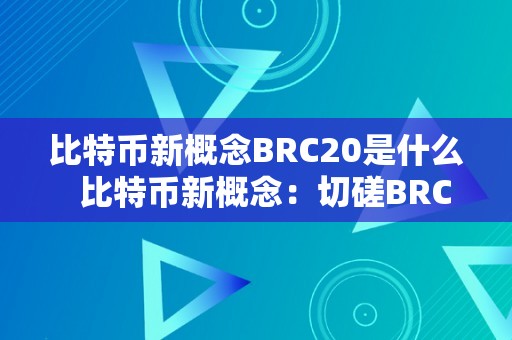 比特币新概念BRC20是什么  比特币新概念：切磋BRC20和比特币BSC的含义与感化