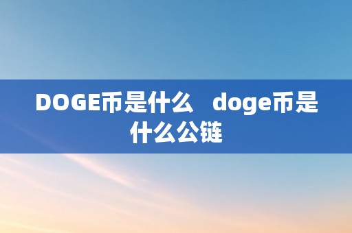 DOGE币是什么   doge币是什么公链