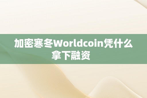 加密寒冬Worldcoin凭什么拿下融资  