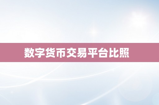 数字货币交易平台比照  