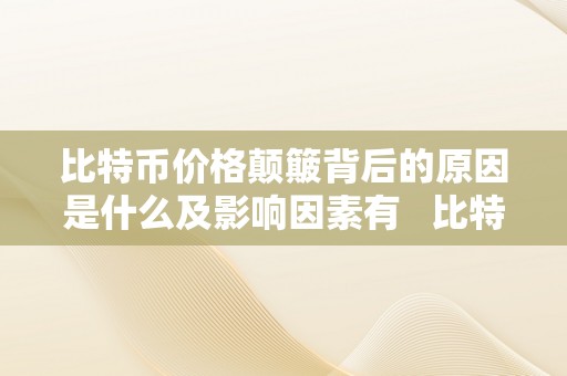 比特币价格颠簸背后的原因是什么及影响因素有   比特币价格猛烈颠簸的原因有